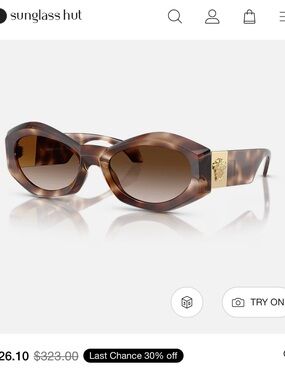 Versace Brown Tortoiseshell Cat-Eye Sunglasses with Gold Medusa Accent